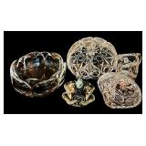 LL - Collection of Vintage Glass and Crystal Bowls, Creamer, and Basket