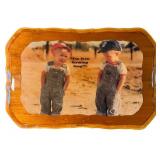 LL - Vintage Wooden Wall Plaque with Farming Children Photo