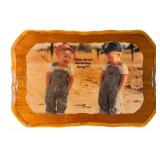 LL - Vintage Wooden Wall Plaque with Farming Children Photo