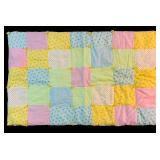 LL - Vintage Pastel Patchwork Baby Quilt with Teddy Bear Back 51x31 Inches
