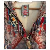 LL - Johnny Was Vintage Patterned Hooded Coat, Size Large