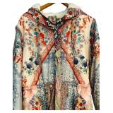 LL - Johnny Was Vintage Patterned Hooded Coat, Size Large