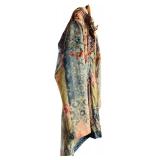 LL - Johnny Was Vintage Patterned Hooded Coat, Size Large