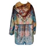 LL - Johnny Was Vintage Patterned Hooded Coat, Size Large