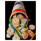 LL - Vintage Block City Plastic Building Set and Tinkertoy No. 146 Wooden Construction Set