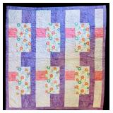LL - Small Floral Quilt with Purple Velvet Backing