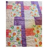 LL - Small Floral Quilt with Purple Velvet Backing