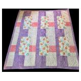 LL - Small Floral Quilt with Purple Velvet Backing