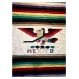 LL - Colorful Mexican Textile / Rug with Eagle and Serpent Design