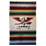 LL - Colorful Mexican Textile / Rug with Eagle and Serpent Design