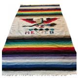 LL - Colorful Mexican Textile / Rug with Eagle and Serpent Design