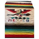 LL - Colorful Mexican Textile / Rug with Eagle and Serpent Design