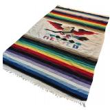LL - Colorful Mexican Textile / Rug with Eagle and Serpent Design