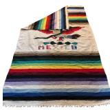 LL - Colorful Mexican Textile / Rug with Eagle and Serpent Design