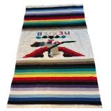 LL - Colorful Mexican Textile / Rug with Eagle and Serpent Design