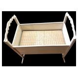 LL - Vintage Wooden Rocking Baby Cradle with Decorative Ends