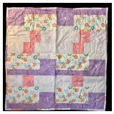 LL - Handmade Patchwork Baby Quilt with Floral and Pastel Blocks