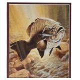 LL - Framed Fish Artwork with Signed Rapala Lure Display