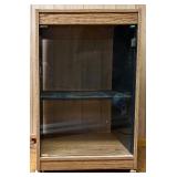 LL - Vintage Oak-Look Audio Cabinet with Glass Door and Casters