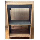 LL - Vintage Oak-Look Audio Cabinet with Glass Door and Casters