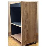 LL - Vintage Oak-Look Audio Cabinet with Glass Door and Casters