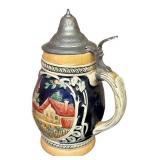 LL - Vintage Wooden Crate, German Beer Stein, Radio, and Metal Bell Lot