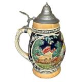 LL - Vintage Wooden Crate, German Beer Stein, Radio, and Metal Bell Lot