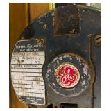 LL - GE Bench Grinder with Dual Wire Wheels on Wood Stand