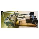 LL - GE Bench Grinder with Dual Wire Wheels on Wood Stand