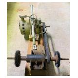 LL - GE Bench Grinder with Dual Wire Wheels on Wood Stand