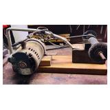 LL - GE Bench Grinder with Dual Wire Wheels on Wood Stand