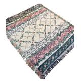 LL - Floral Woven Throw Blanket with Fringe