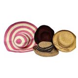 LL - Set of 4 Woven Straw and Crochet Wide Brim Sun Hats