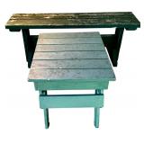 BY - Vintage Wooden Bench and Table Set with Distressed Finish