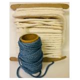 LL - Large Craft Lot with Embroidery Floss, Sewing Needles, Thread, Trims, and Yarn in Decorative Container