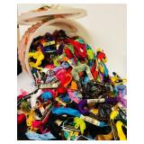 LL - Large Craft Lot with Embroidery Floss, Sewing Needles, Thread, Trims, and Yarn in Decorative Container