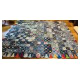 LL - Handmade Vintage Heavy Denim Quilt Patchwork 97x86 Inches