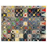 LL - Handmade Vintage Heavy Denim Quilt Patchwork 97x86 Inches