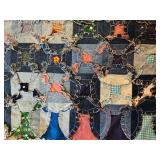 LL - Handmade Vintage Heavy Denim Quilt Patchwork 97x86 Inches