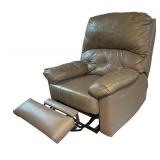LL - Gray Leather Recliner Armchair with Tufted Back