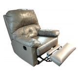 LL - Gray Leather Recliner Armchair with Tufted Back