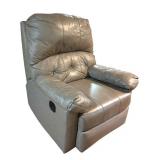 LL - Gray Leather Recliner Armchair with Tufted Back