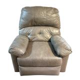 LL - Gray Leather Recliner Armchair with Tufted Back
