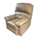 LL - Gray Leather Recliner Armchair with Tufted Back