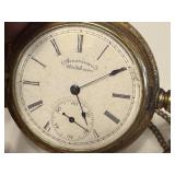 K - American Waltham Vintage Pocket Watch with Ornate Case and Chain