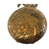 K - American Waltham Vintage Pocket Watch with Ornate Case and Chain
