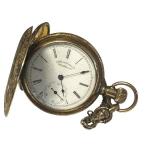 K - American Waltham Vintage Pocket Watch with Ornate Case and Chain