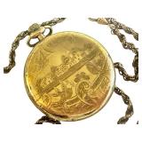 K - Waltham Vintage Pocket Watch with Ornate Fob Chain