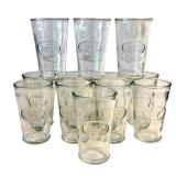 K - Set of 12 Vintage Embossed Glass Tumblers with Cattle Motif