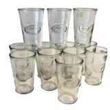 K - Set of 12 Vintage Embossed Glass Tumblers with Cattle Motif